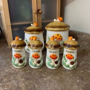 Vintage 1970s Sears and Roebuck Co. Merry Mushrooms Canister